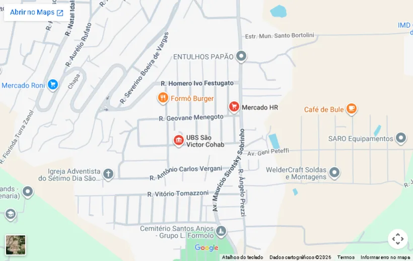 Mapa da base da EDI Guincho — Rua Giovane Menegotto 1235, São Victor Cohab, Caxias do Sul